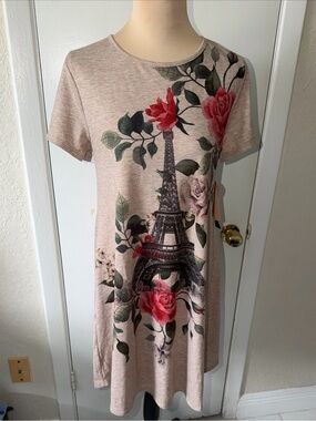Remplie Women’s Floral Eiffel Tower Dress Size L